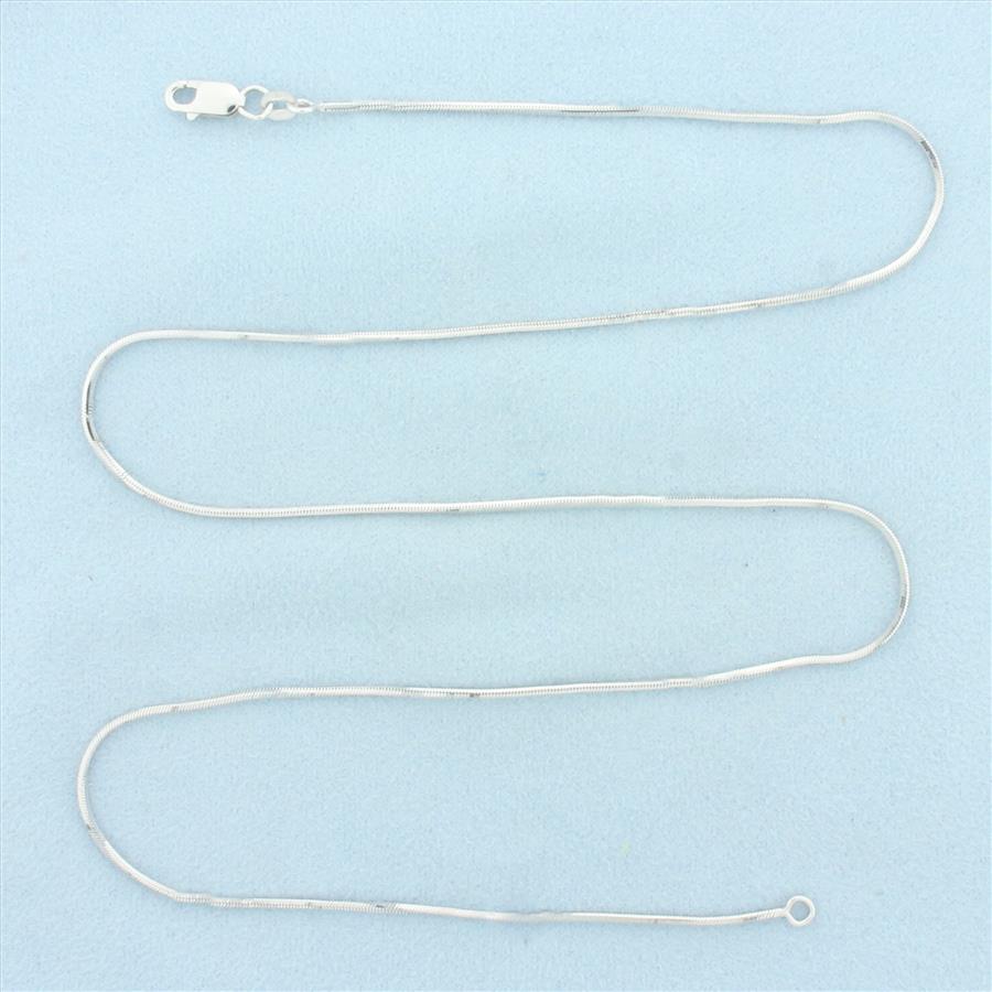 20 Inch Squared Snake Link Chain Necklace in 14k White Gold