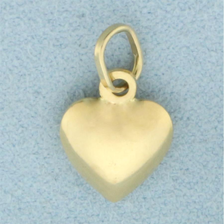 3-D Heart Pendant or Charm in 14k Yellow Gold