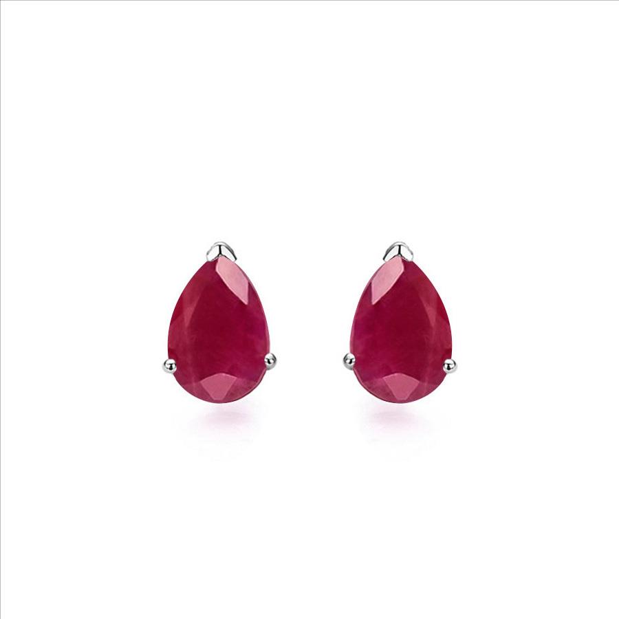 4x6 Pear Ruby Earrings in Sterling Silver