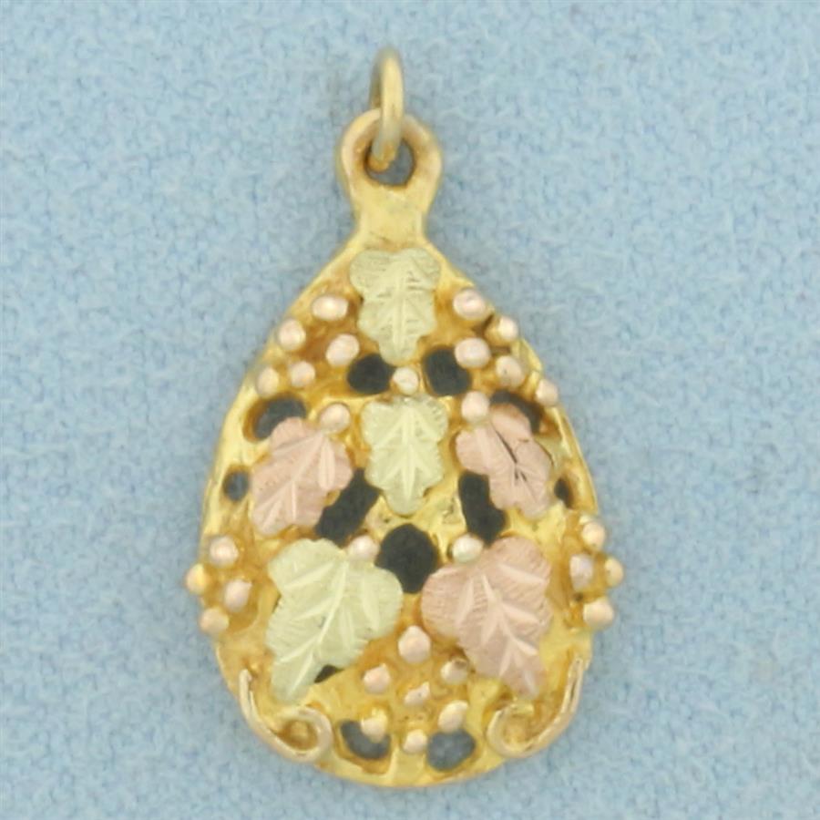 Black Hills Gold Leaf Pendant in 10k Yellow, Rose, and Green Gold