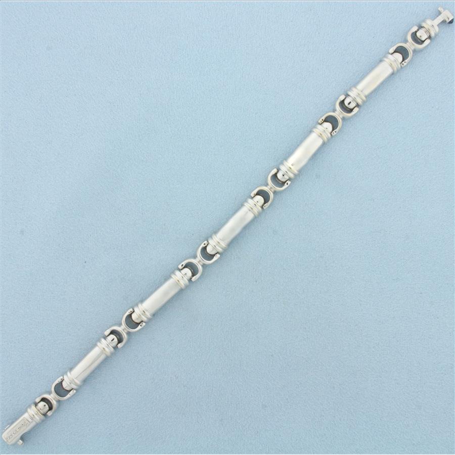 Designer Philippe Charriol Heavy Bar Link Bracelet in 18k White Gold