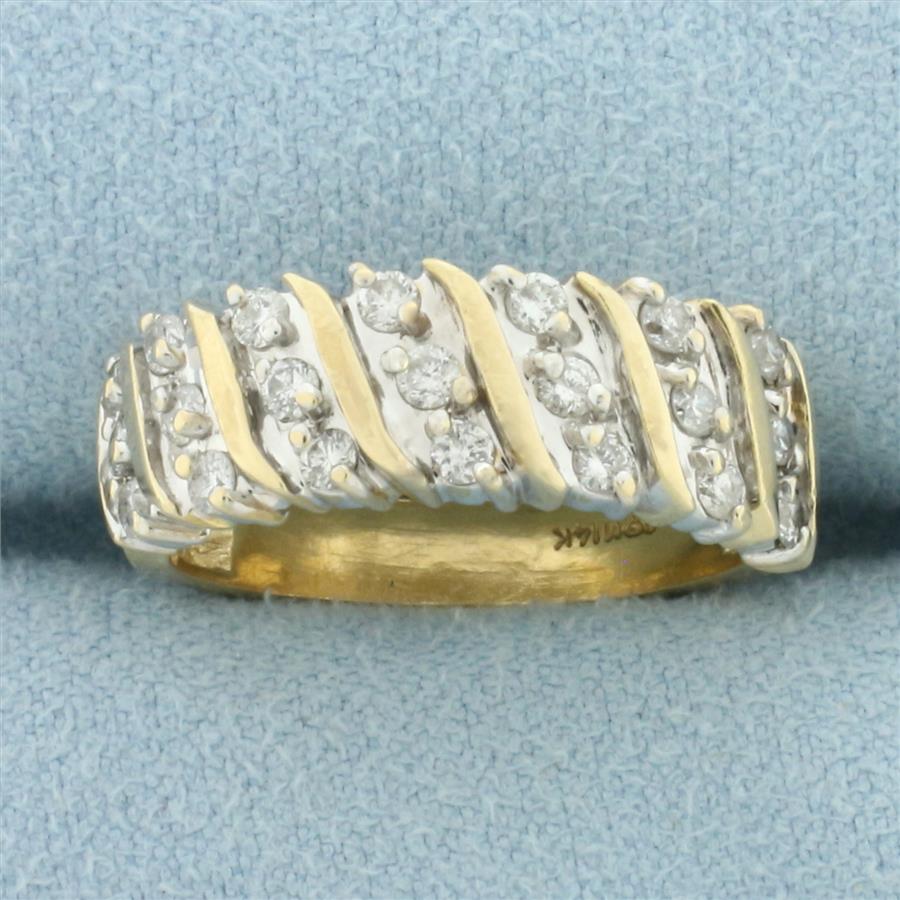 Diagonal Set Diamond Band Ring in 14k Yellow Gold | Property Room