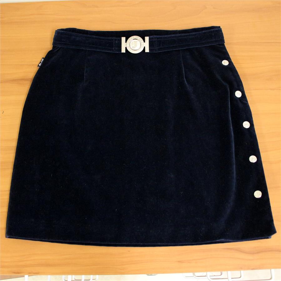 Gianfranco NWT Vintage Navy Blue Velvet Skirt 44