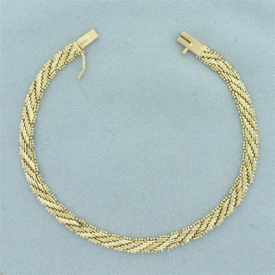 Gold Ball and Bar Link Bracelet in 14k Yellow Gold