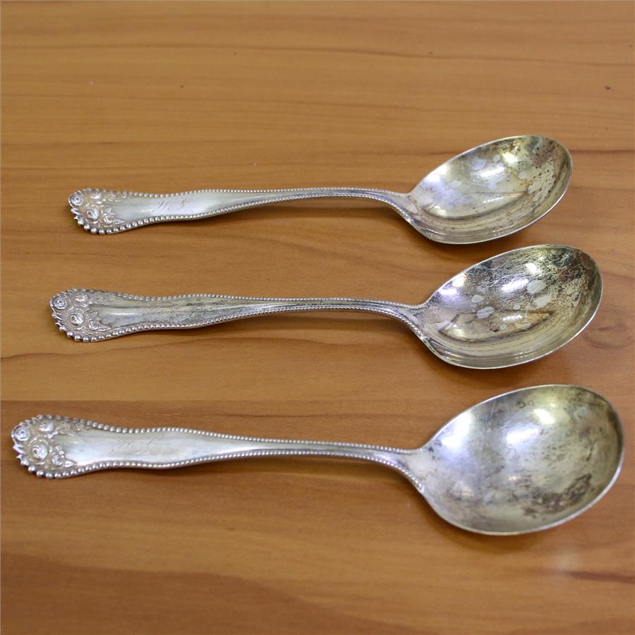 Gorham "Lancaster" Sterling Silver Round Bowl Soup Spoons Set of 3