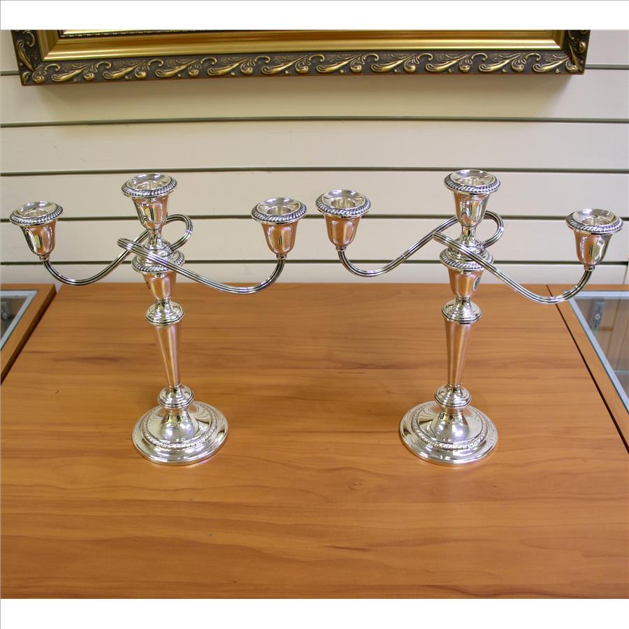 Gorham Sterling Silver Cambridge 3-Light Candelabra Set of 2