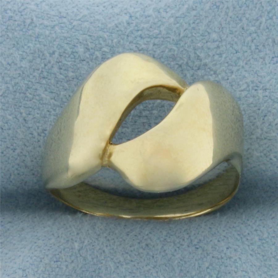High Polish Abstract Design Ring in 14k Yellow Gold