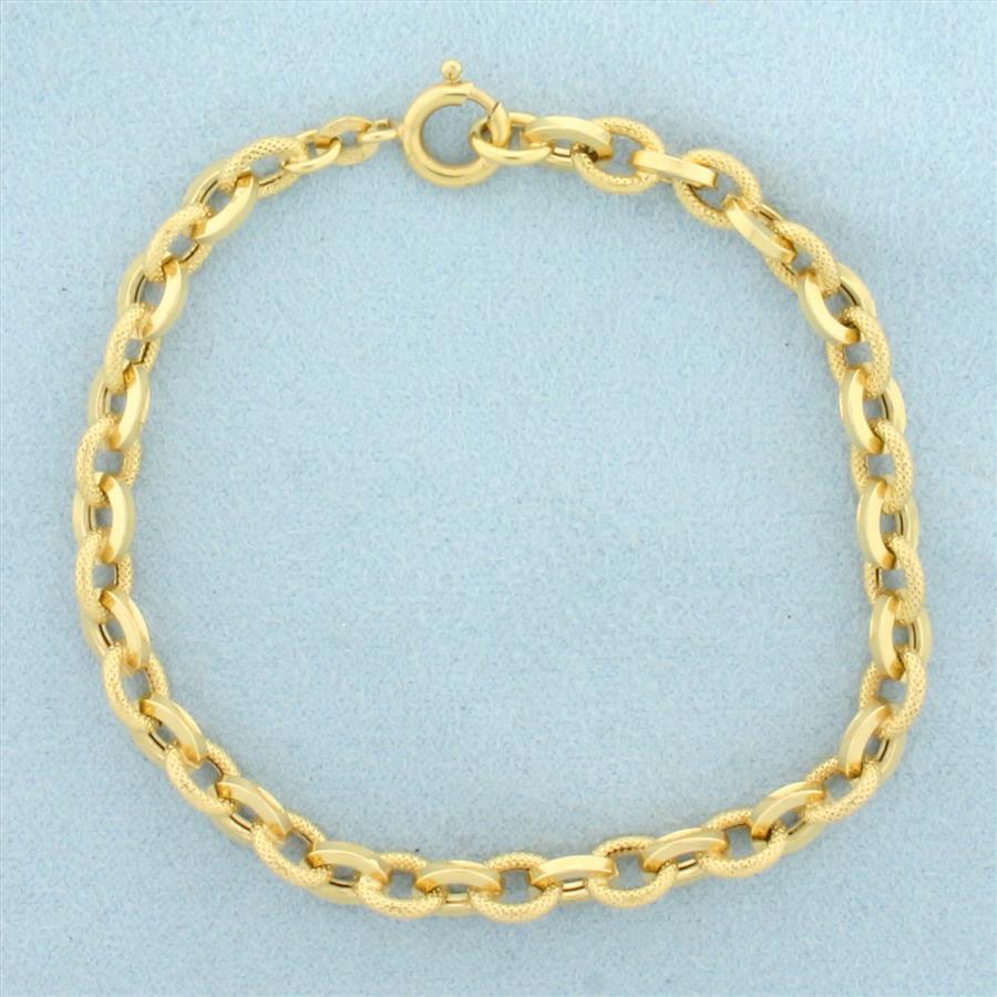 Italian UnoAErre Designer Cable Link Bracelet in 18k Yellow Gold