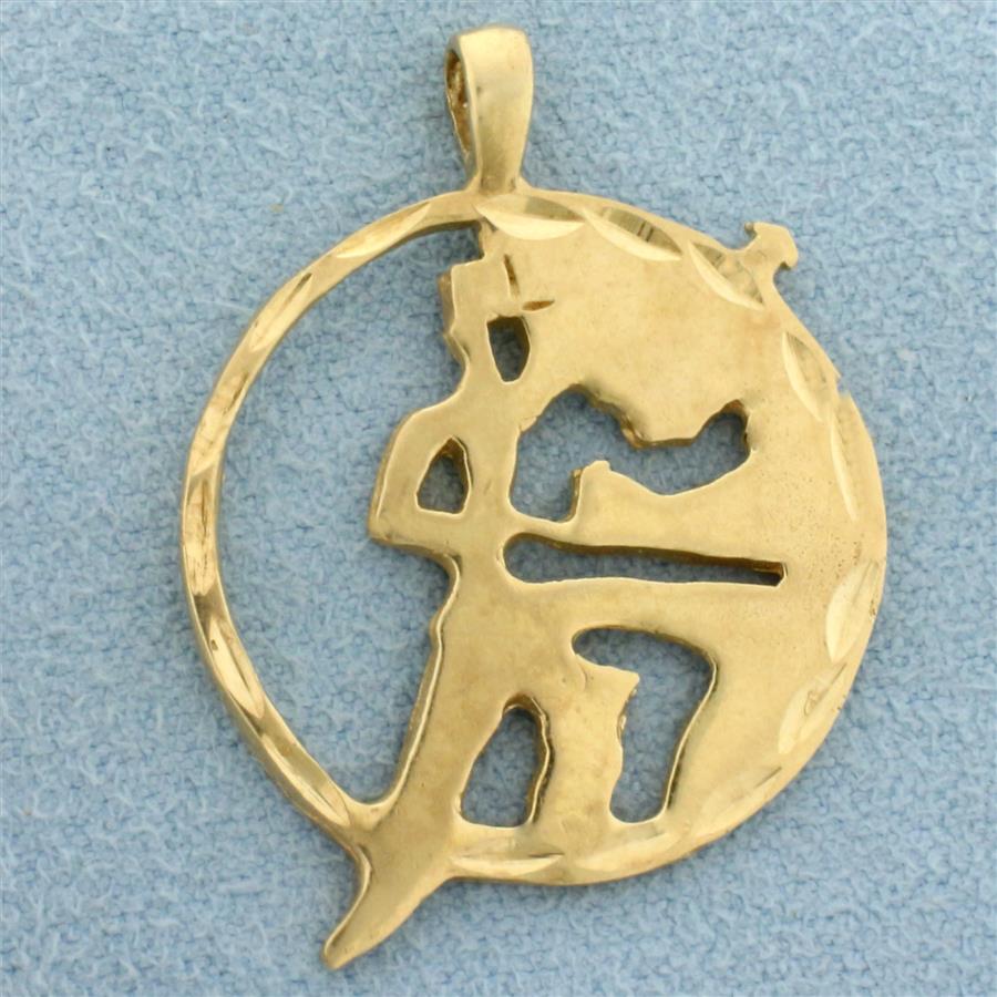 Jazz or Tap Dancer Cutout Pendant in 14k Yellow Gold