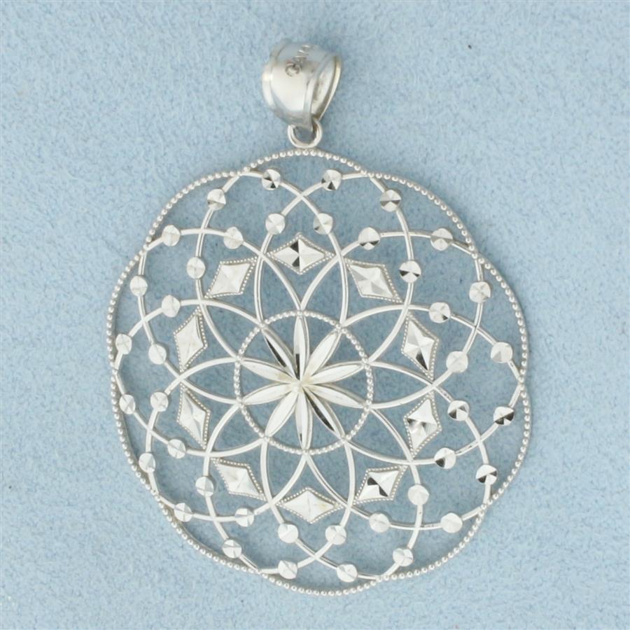 Kaleidoscope Geometric Design Pendant in 14k White Gold