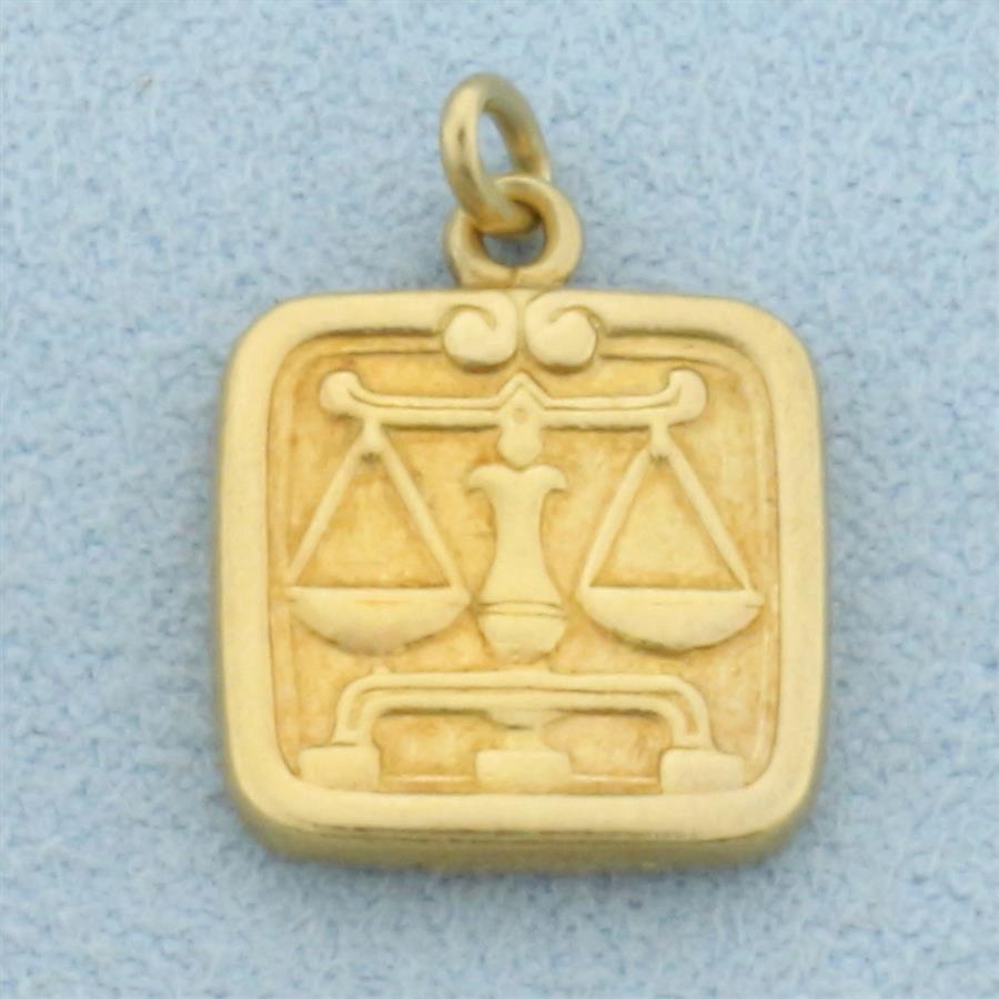 Libra Zodiac Charm or Pendant in 18k Yellow Gold