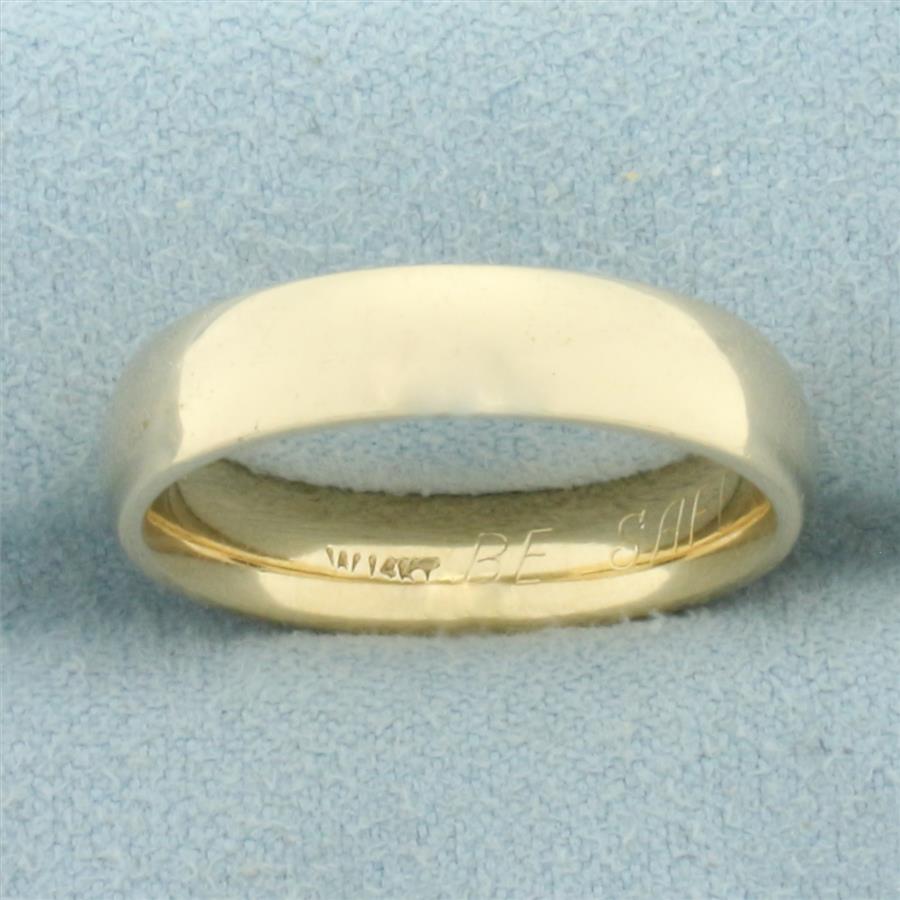 Mens Comfort Fit Half Dome Wedding Band Ring in 14k Yellow Gold