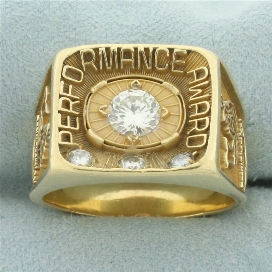 Mens Drew Marine Chemical Diamond Performance Award Ring in 14k Yellow Gold
