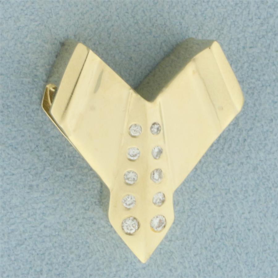 Modern Design Diamond Slide Pendant in 14k Yellow Gold