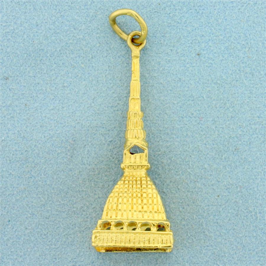 Mole Antonelliana Charm or Pendant in 18K Yellow Gold