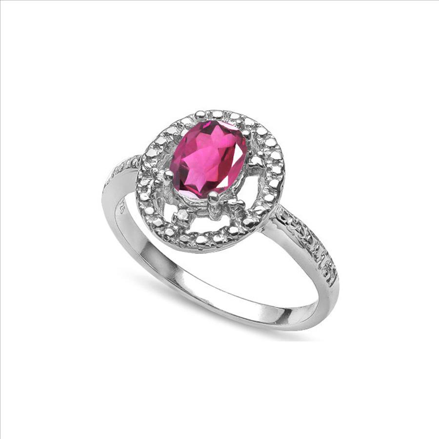Pink Topaz and Diamond Ring in Sterling Silver