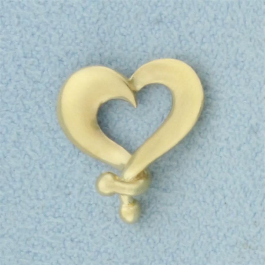 Unique Heart Slide Pendant or Charm in 14k Yellow Gold
