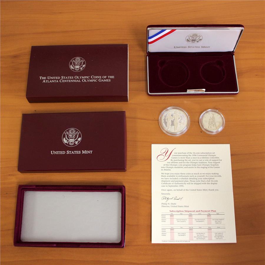 US Mint Atlanta Centennial Silver Olympic Two Coin Proof Set OGP