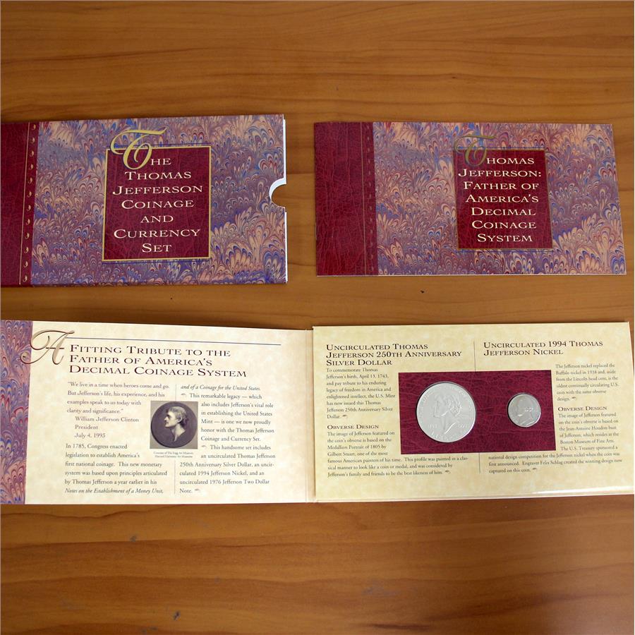 US Mint Thomas Jefferson Coinage and Currency Coin Set OGP