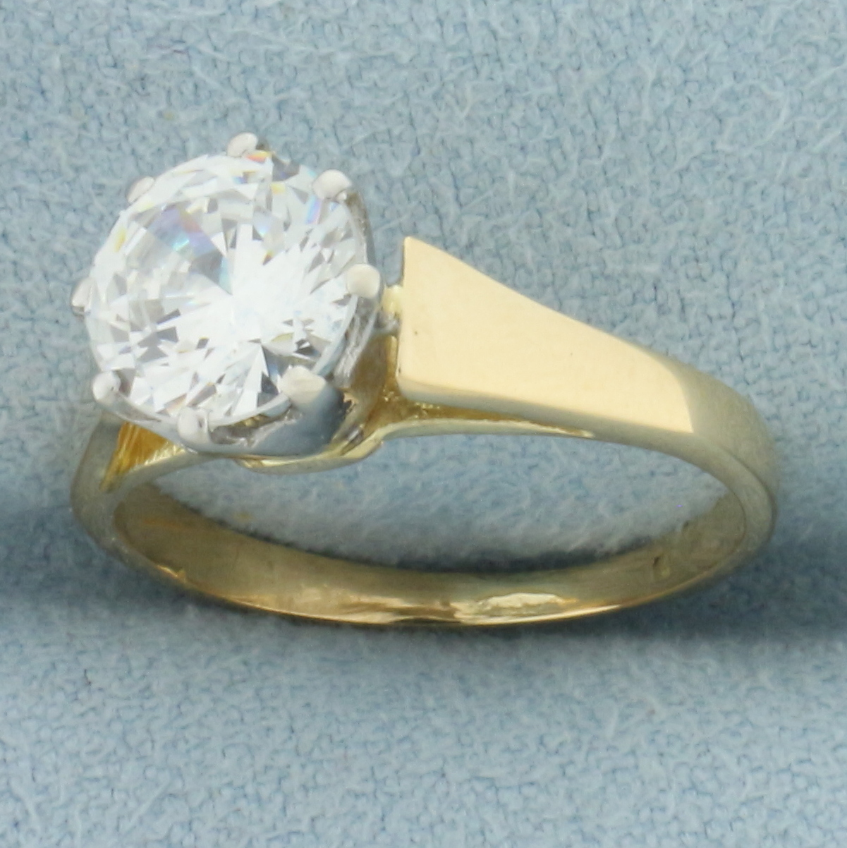 1.50 Carat CZ Solitaire Engagement Ring - 18K Gold Plated, High Crown, Lab-Created