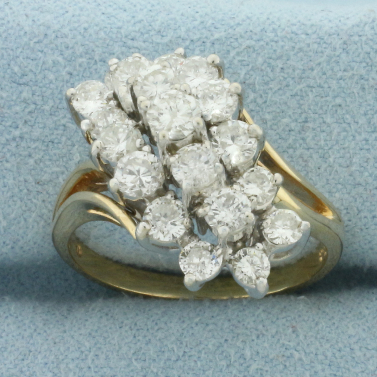 1.5ct Diamond Waterfall Ring in 14k Yellow Gold