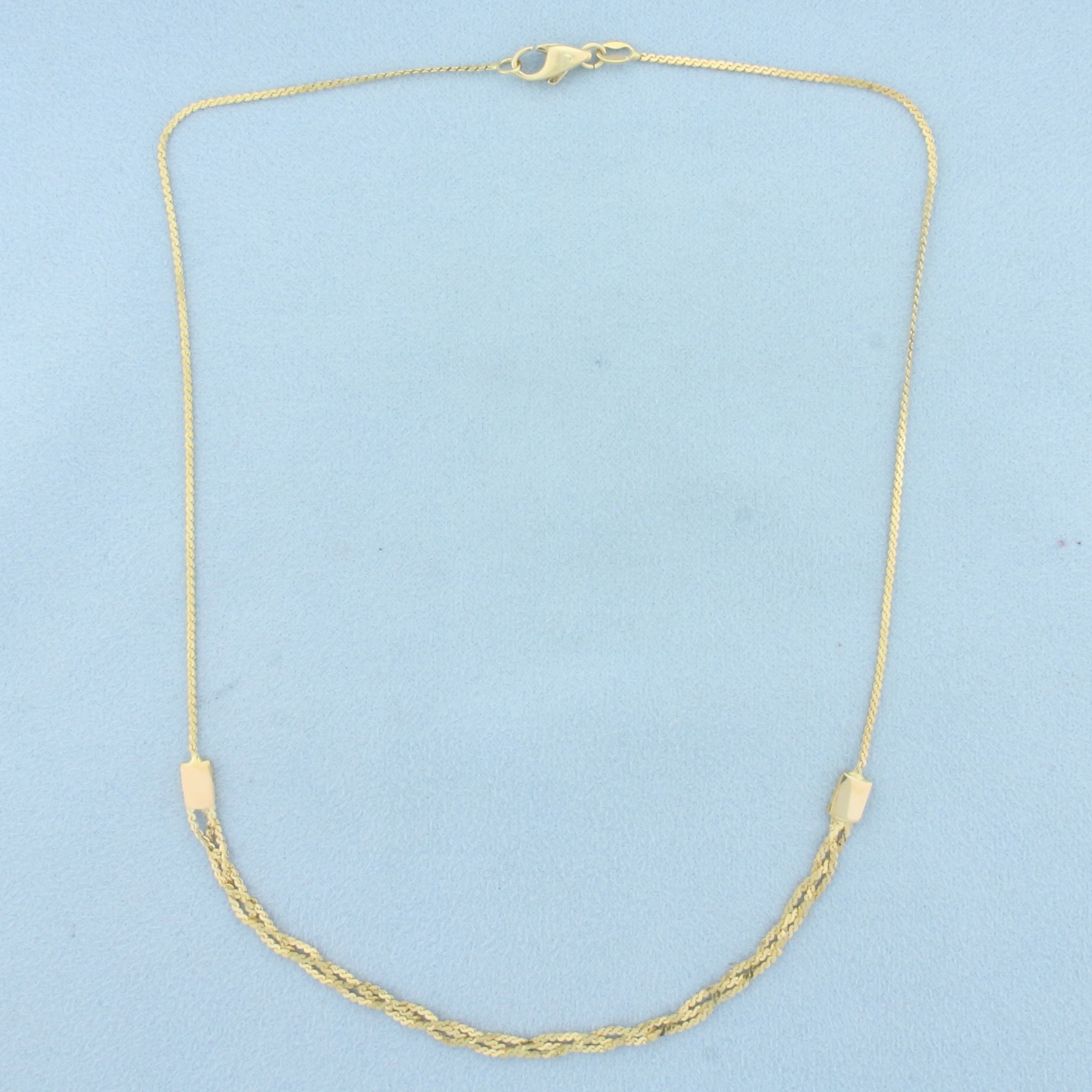 16 Inch Italian Braided Serpentine Link Necklace in 18k Yellow Gold