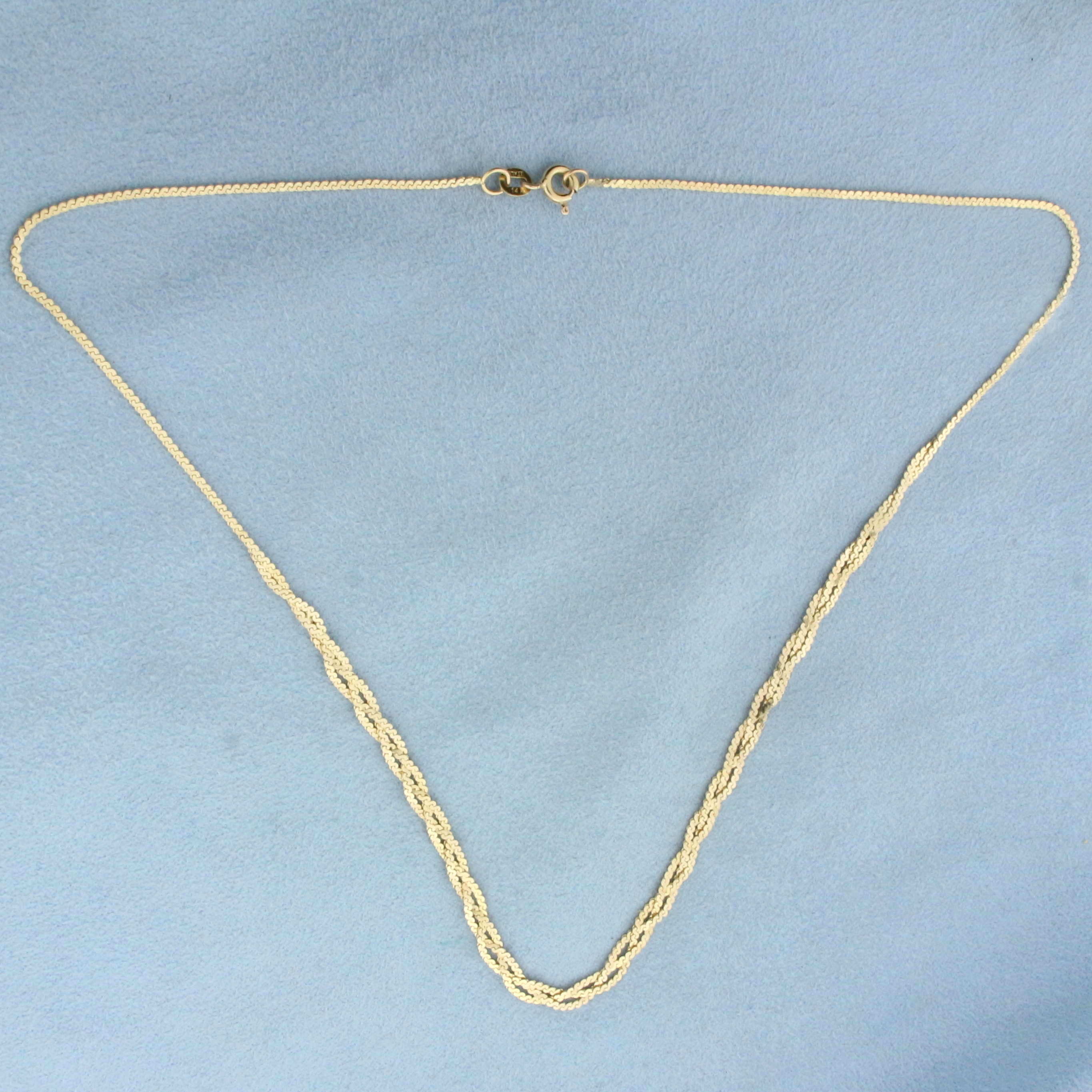 16 Inch Italian Braided S-Link Serpentine Chain Choker Necklace in 14k Yellow Gold