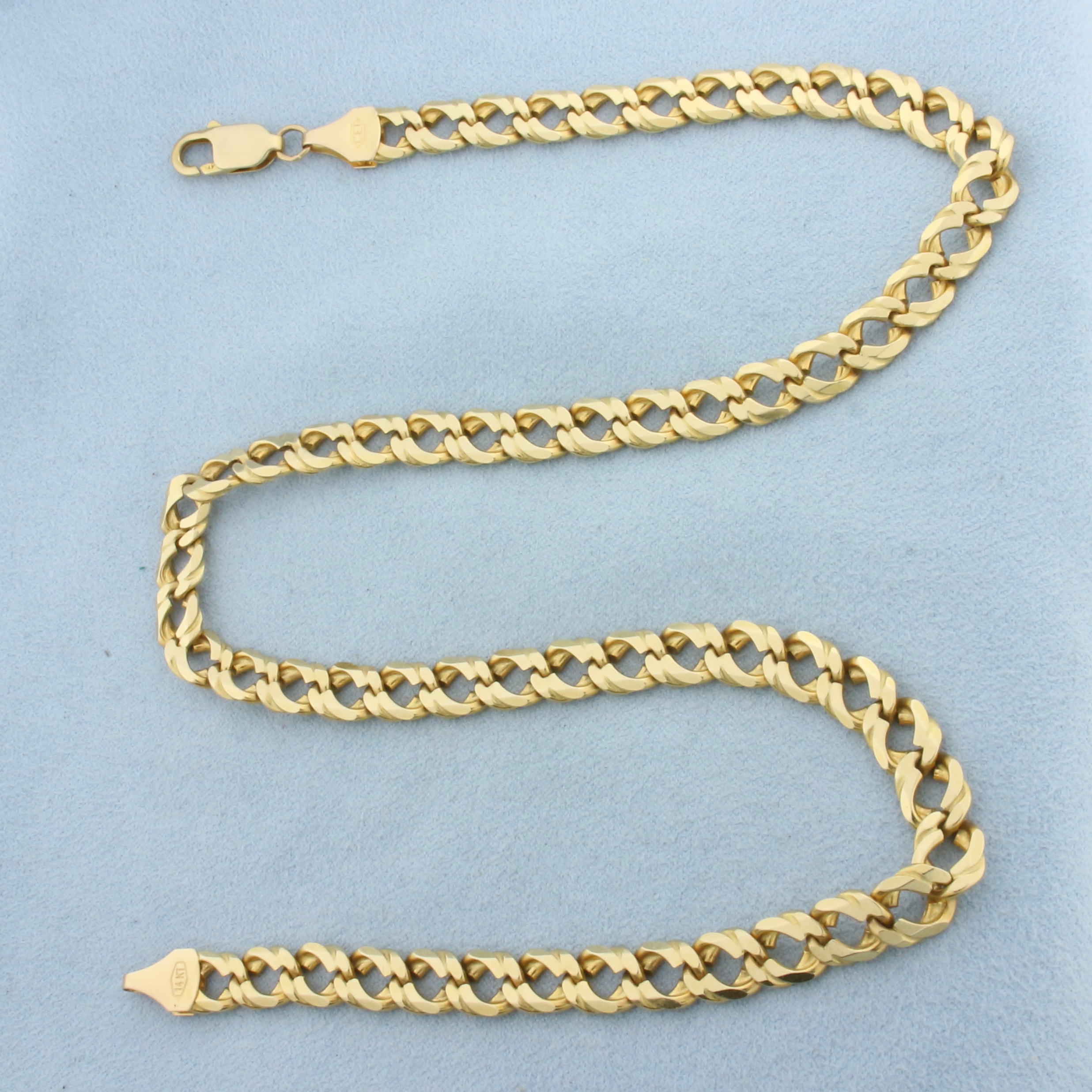 18 Inch Italian Heavy Solid Curb Link Chain Necklace in 14k Yellow Gold