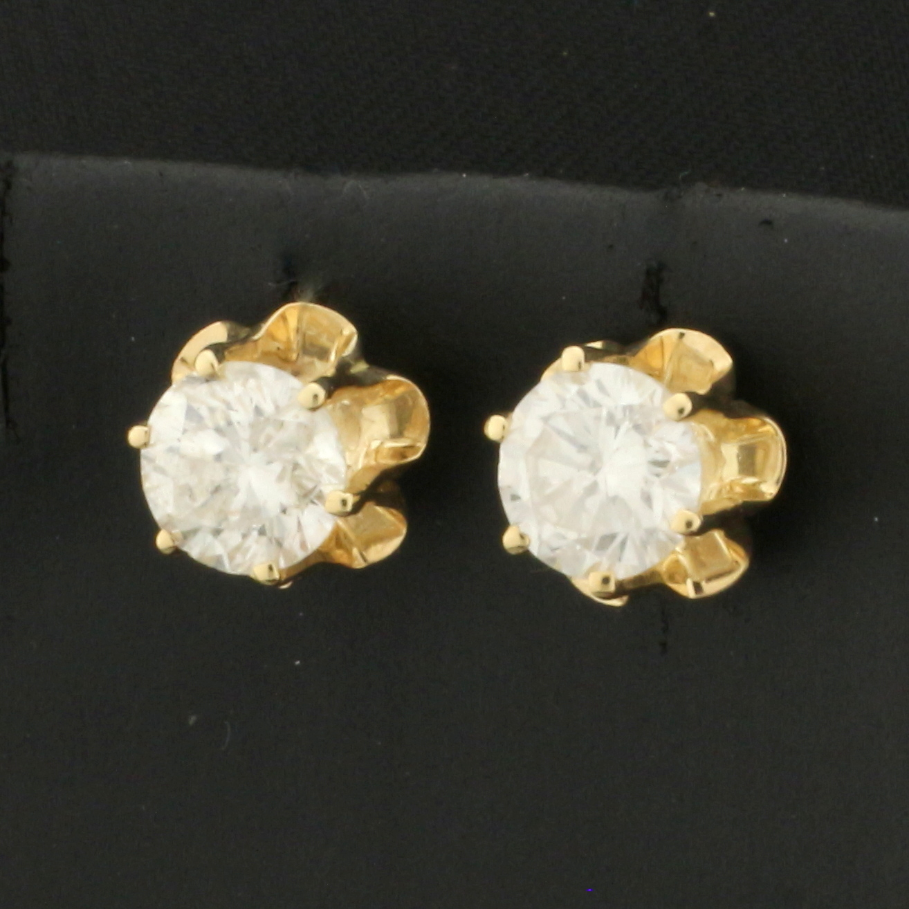 1.8CT Diamond Screw Back Stud Earrings in 14k Yellow Gold