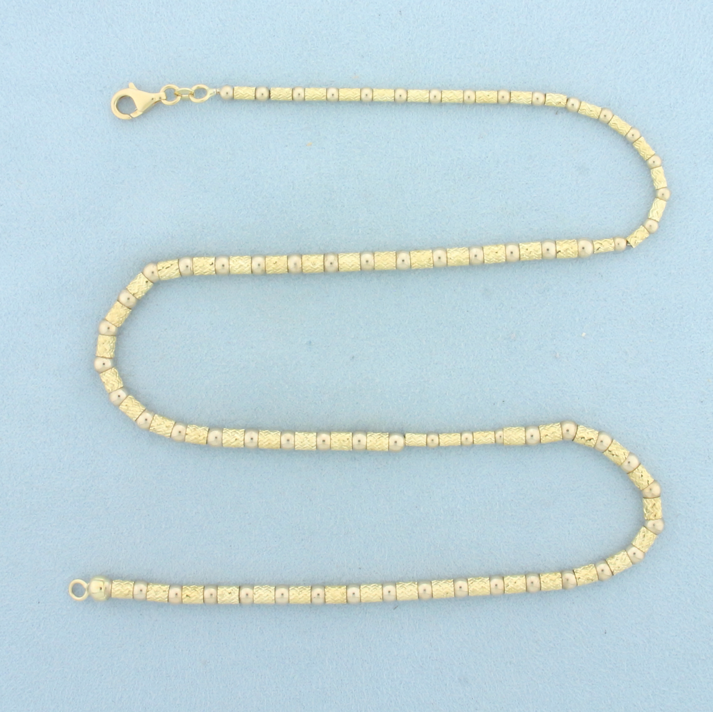 19 Inch Diamond Cut Gold Bead Necklace in 14k Yellow Gold