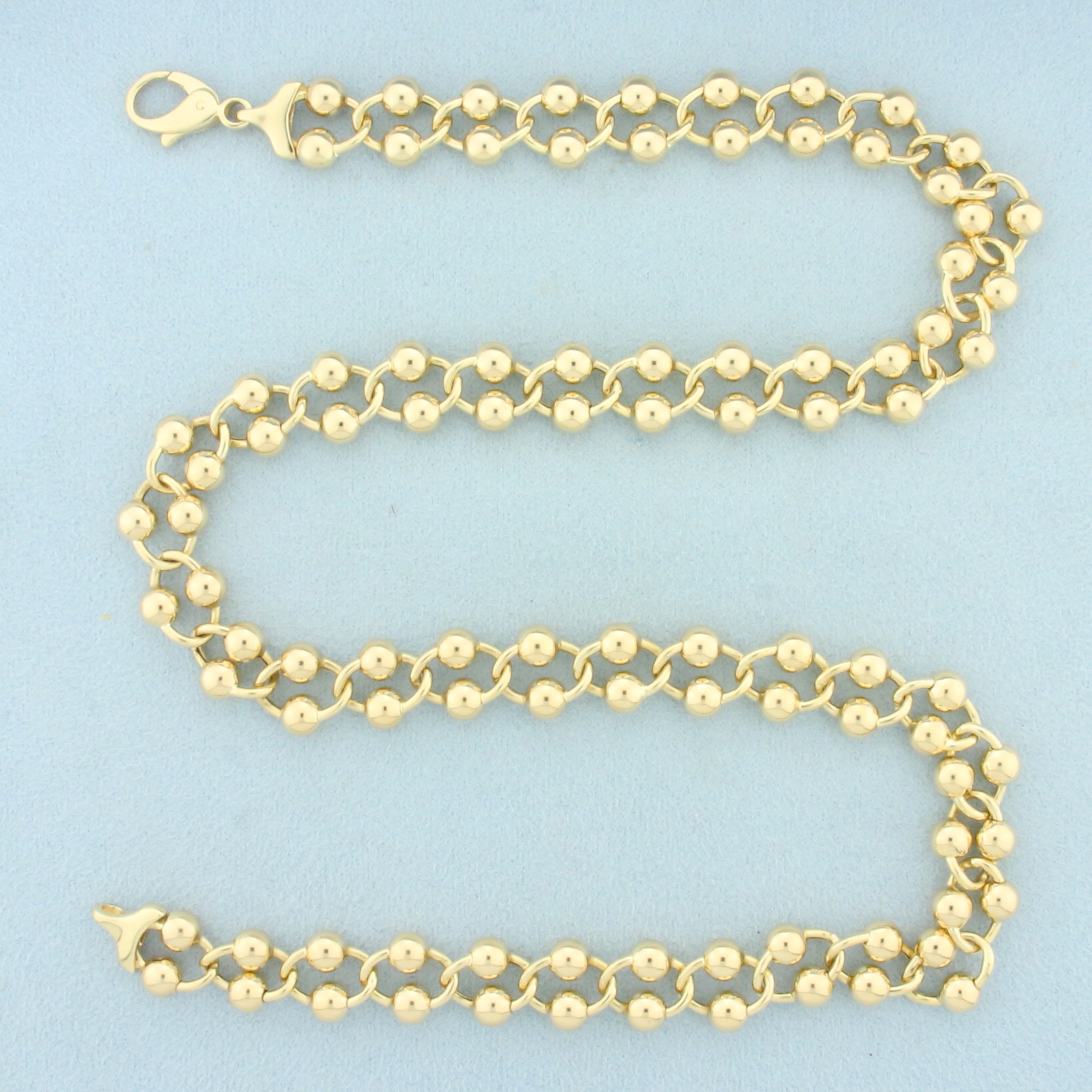 19 Inch Gold Bead Cable Link Necklace in 14k Yellow Gold