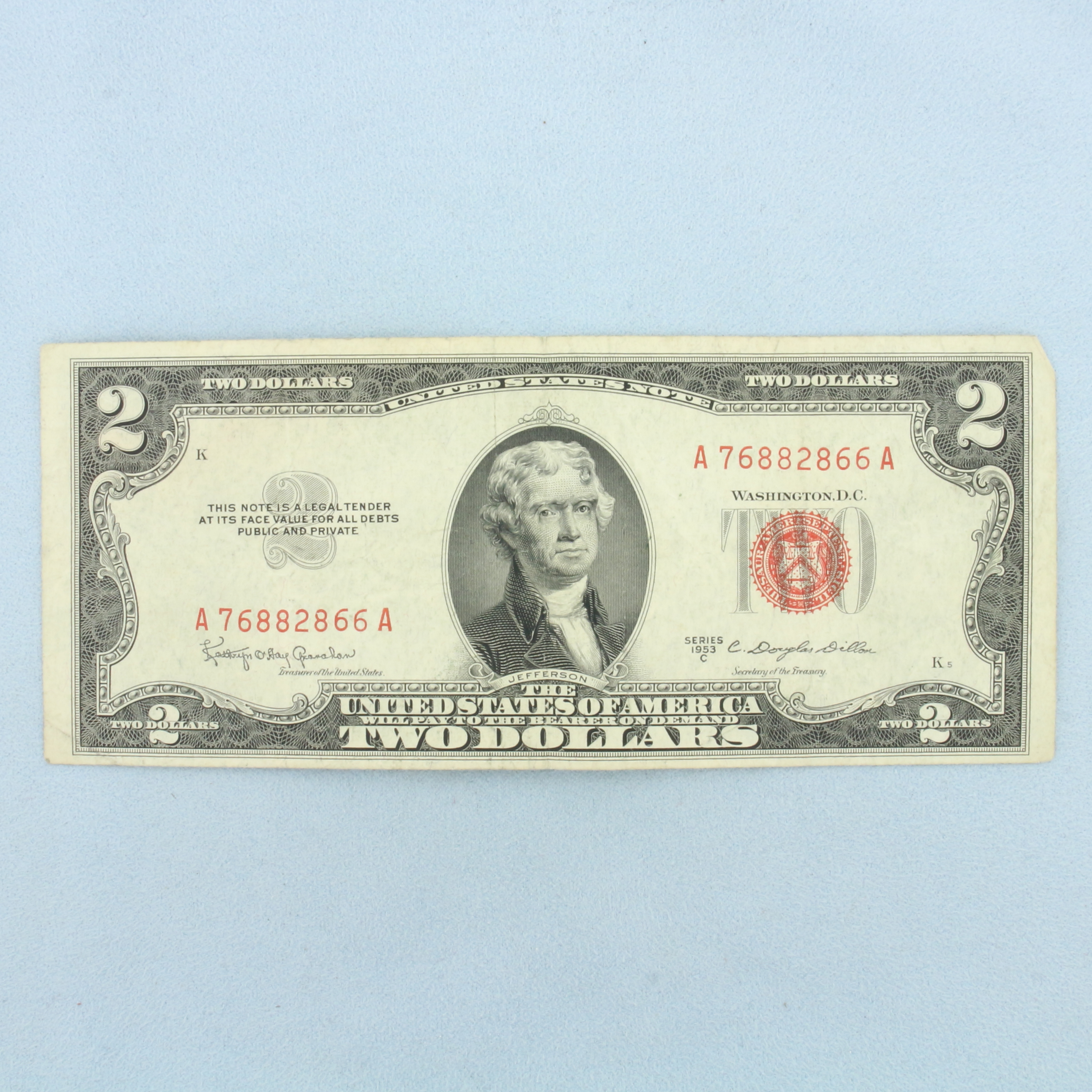 1953 $2 Red Note Uncirculated Bill | Property Room