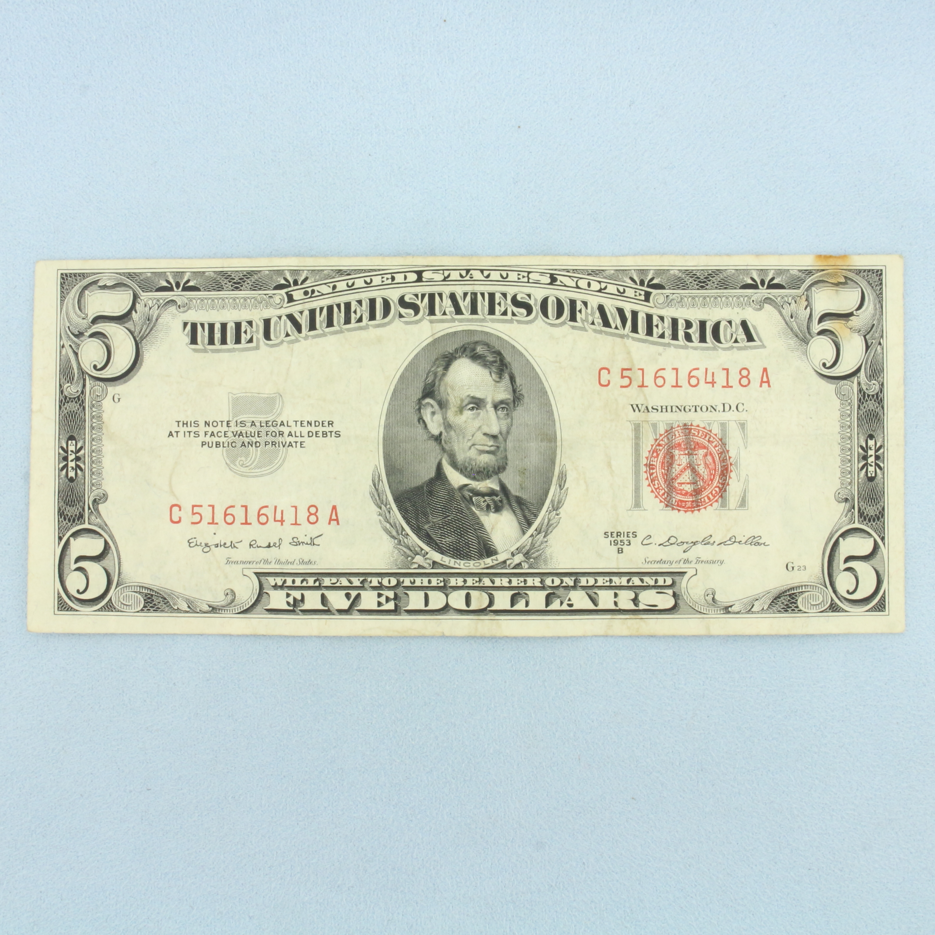 1953B $5 Red Note Bill | Property Room