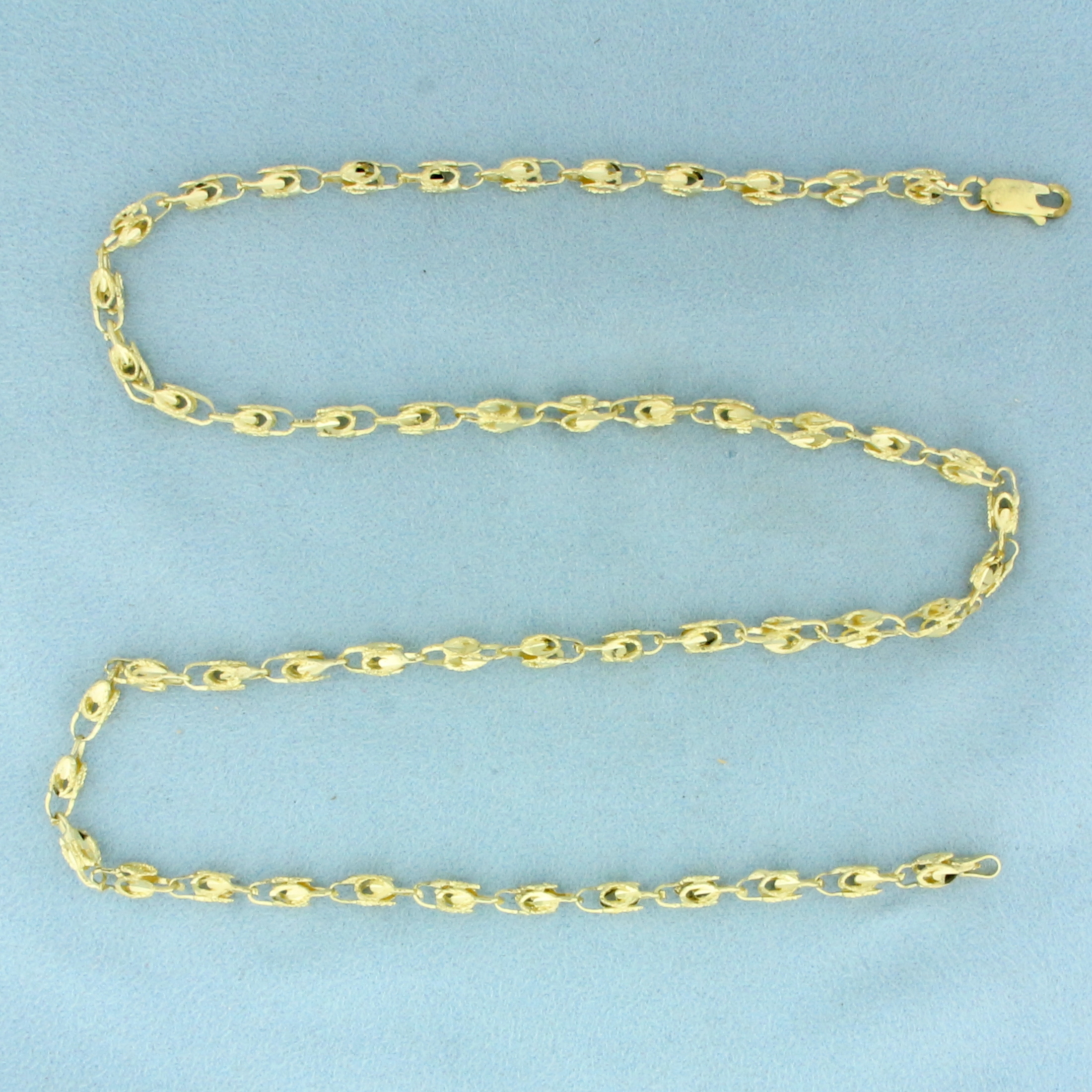 20 Inch Diamond Cut Fancy Open Box Link Chain Necklace in 10k Yellow Gold