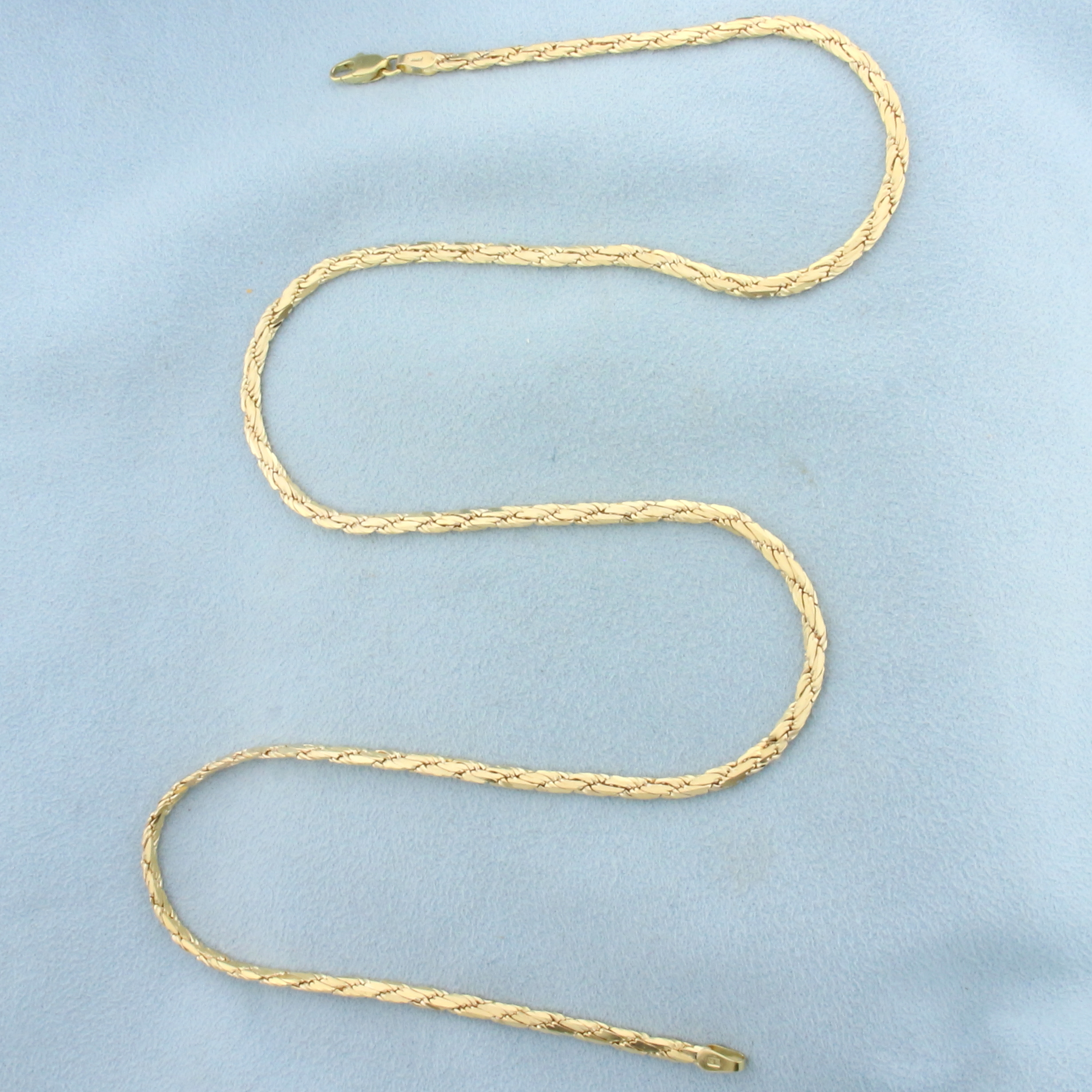 20 Inch Italian Flat Rope Link Chain Necklace in Solid 14k Yellow Gold