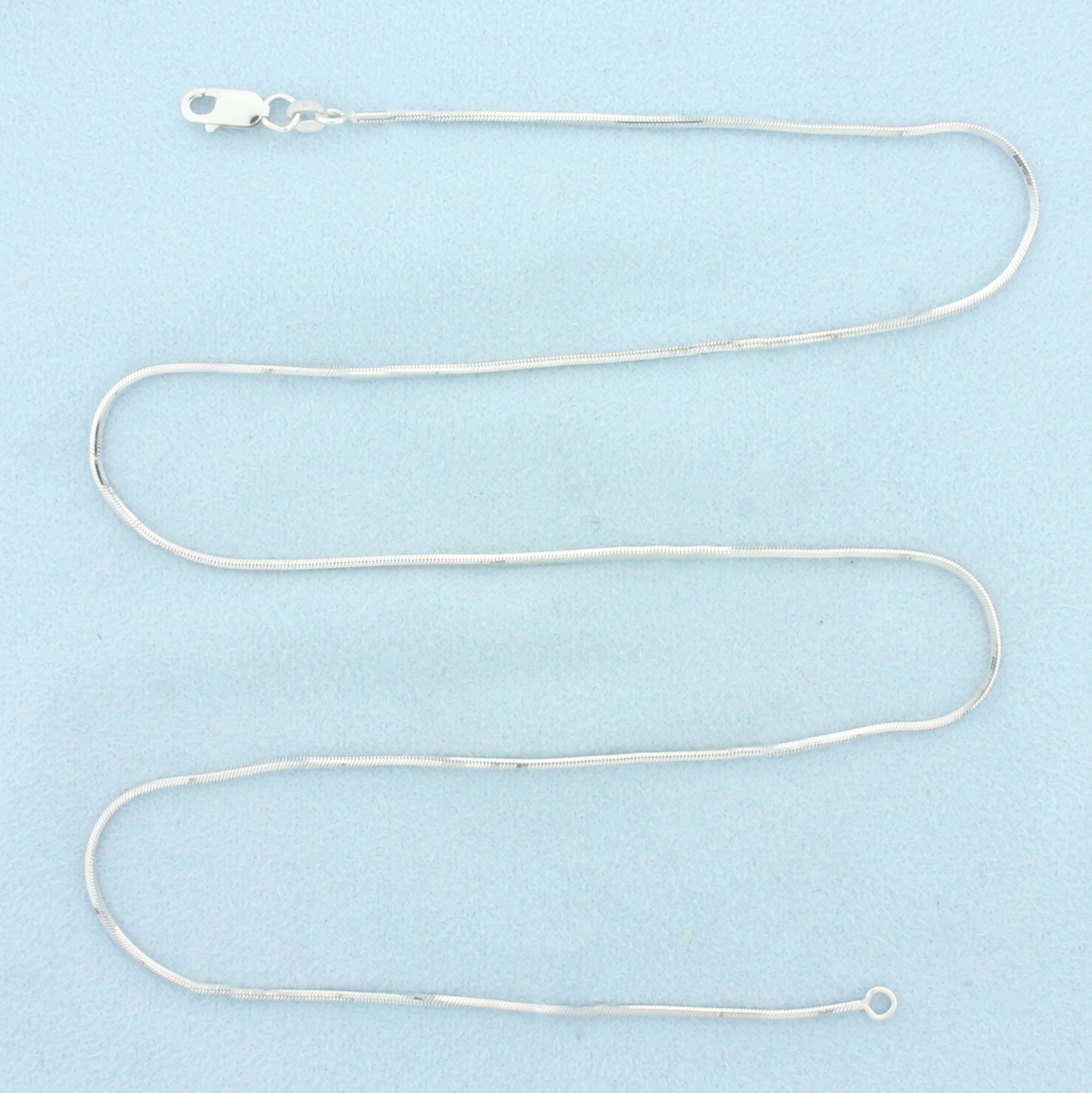 20 Inch Squared Snake Link Chain Necklace in 14k White Gold