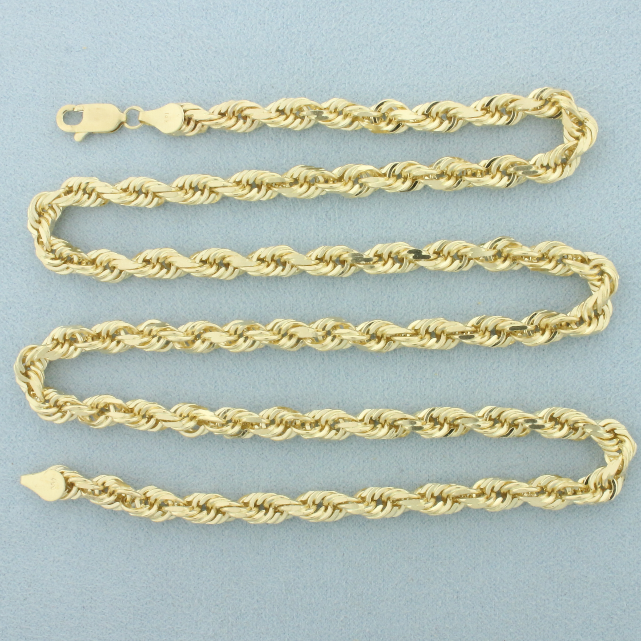 22 Inch Solid Link Rope Chain Necklace in 14k Yellow Gold | Property Room