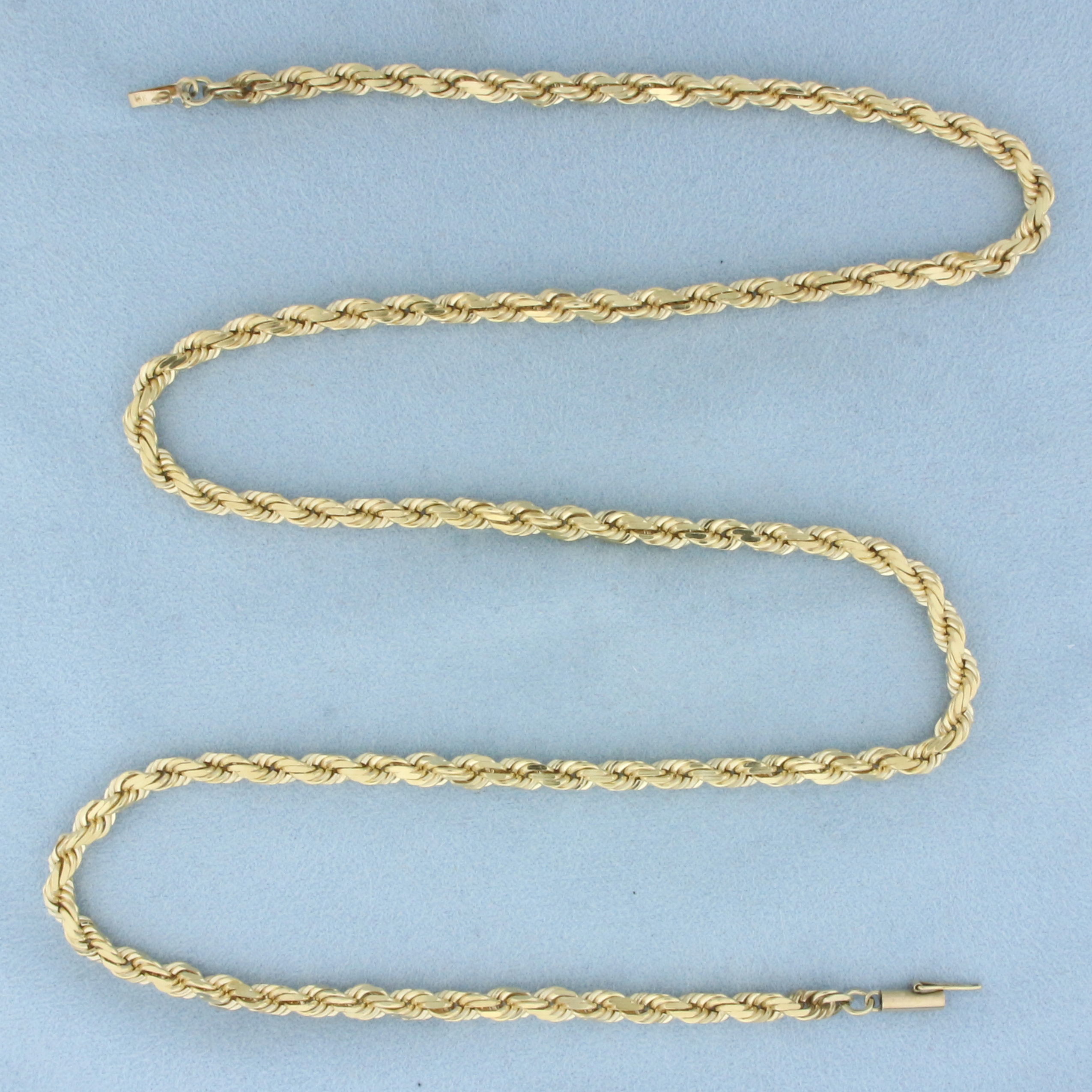 25 Inch Heavy Solid Rope Link Chain Necklace in 14k Yellow Gold
