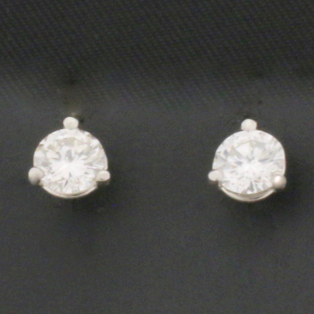 3/4ct Diamond Stud Earrings in Platinum Martini Settings