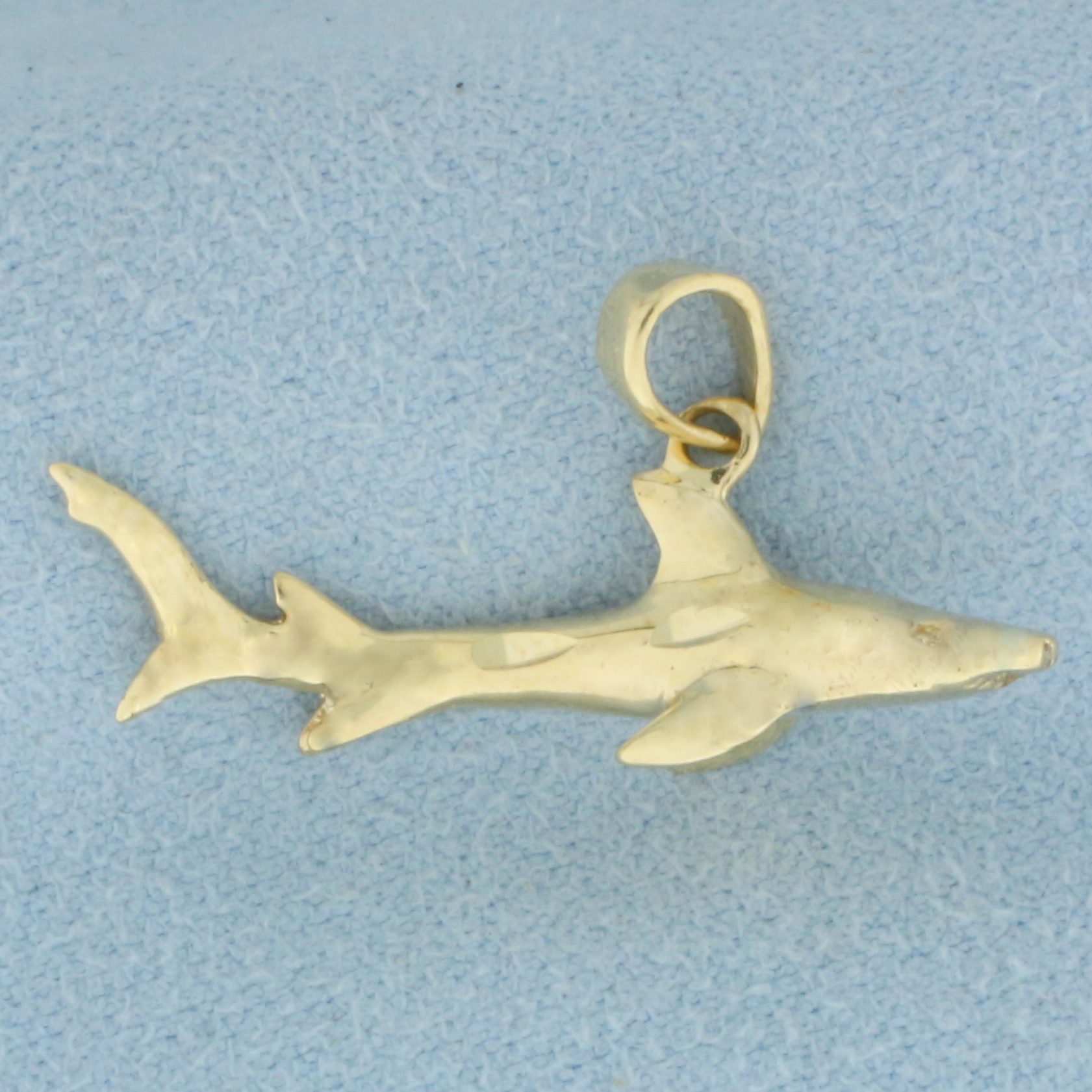 3D Shark Pendant in 14k Yellow Gold