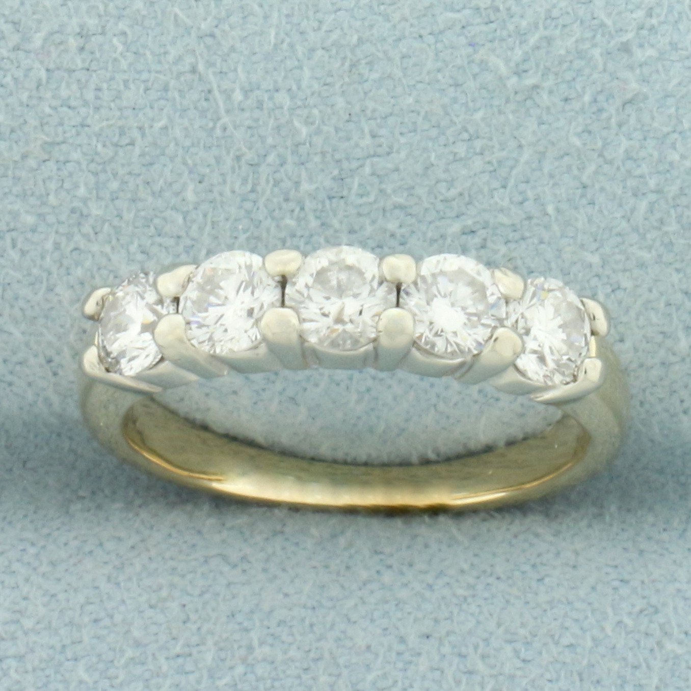 5 Stone Diamond Wedding or Anniversary Ring in 14k Yellow Gold