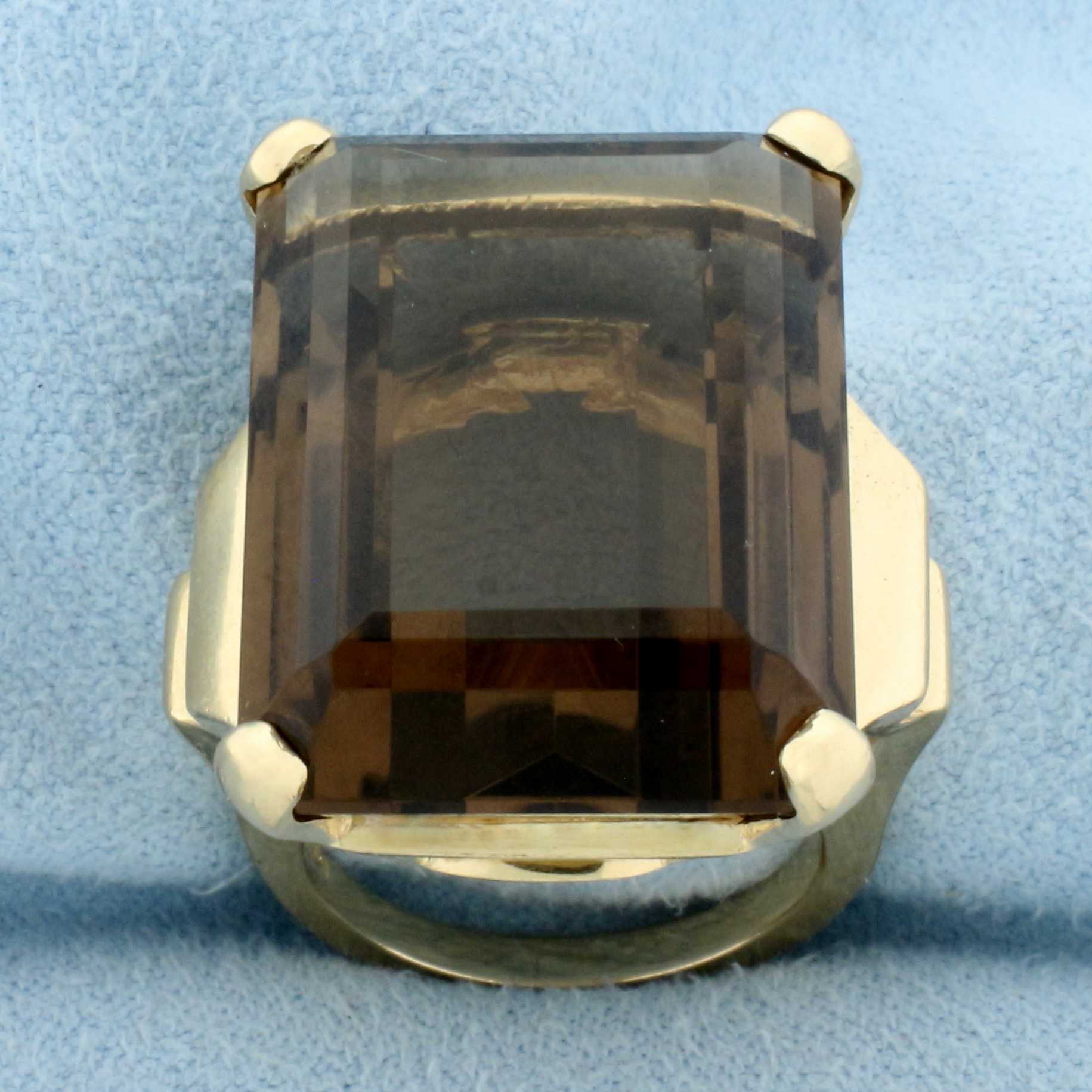 50ct Smoky Topaz Statement Ring in 14k Yellow Gold