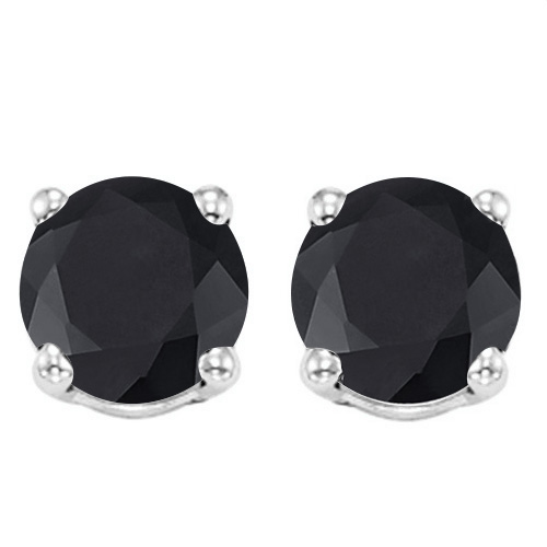 6MM Round Midnight Sapphire Earrings in Sterling Silver