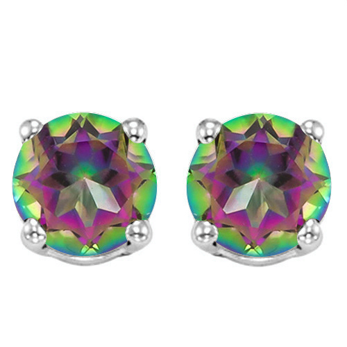 6MM Round Mystic Topaz Earrings in Sterling Silver