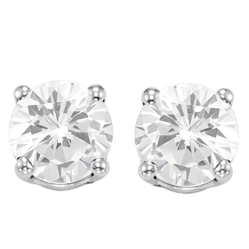 6MM Round White Topaz Earrings in Sterling Silver