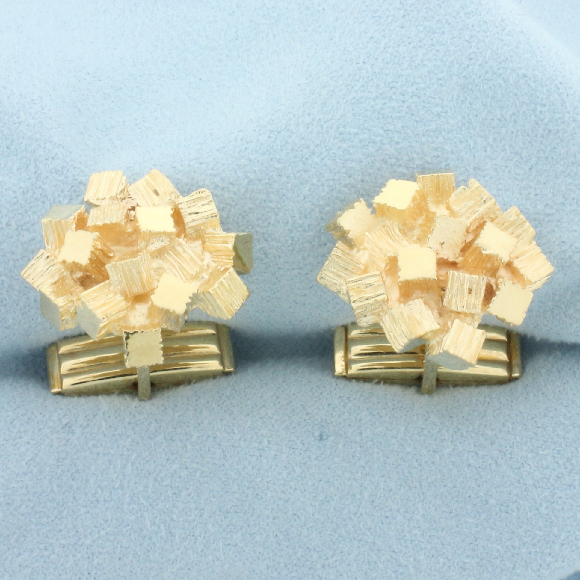 Abstract Cube Modern Design Cufflinks in 14k Yellow Gold