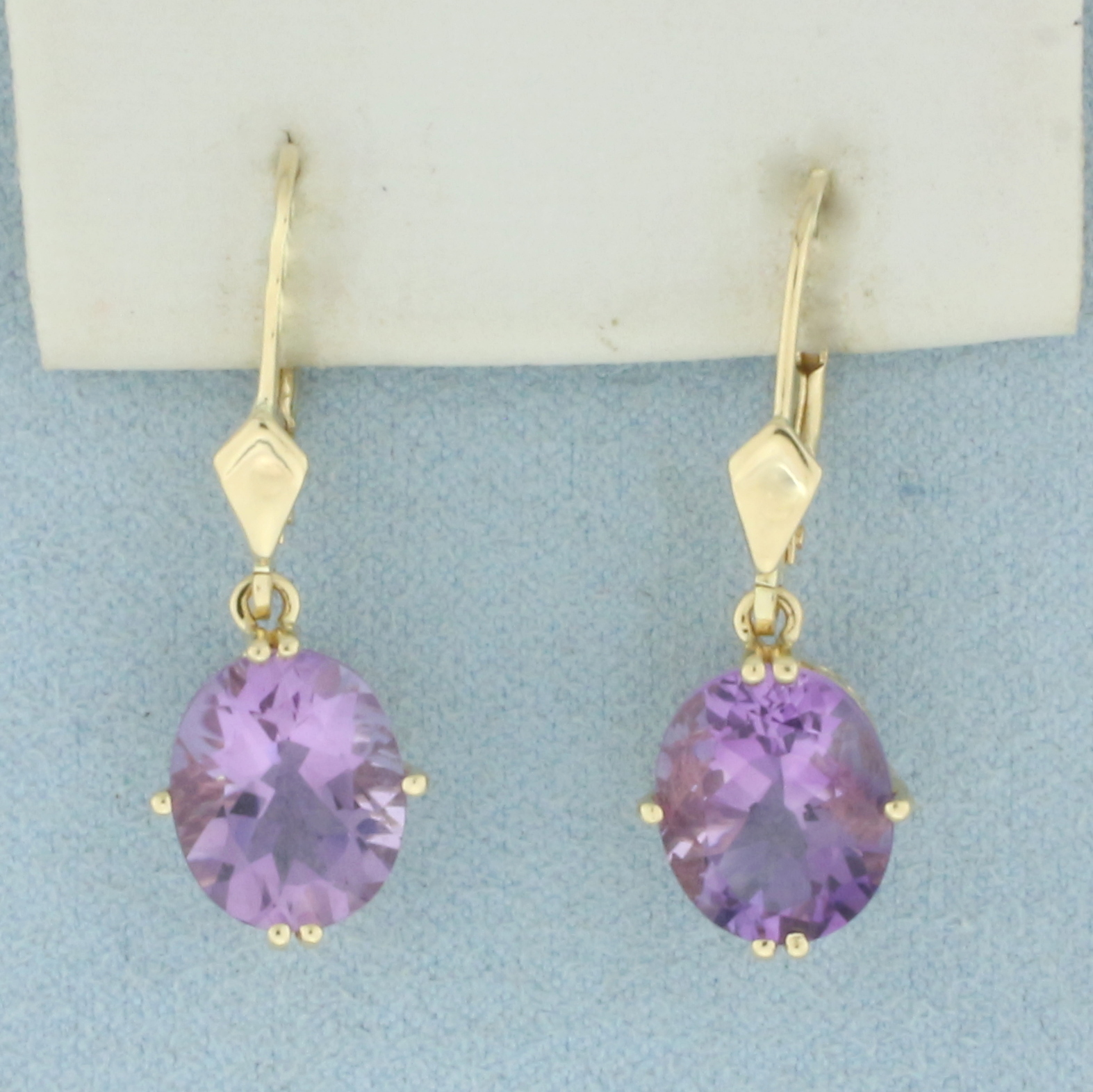 Amethyst Dangle Earrings in 14k Yellow Gold