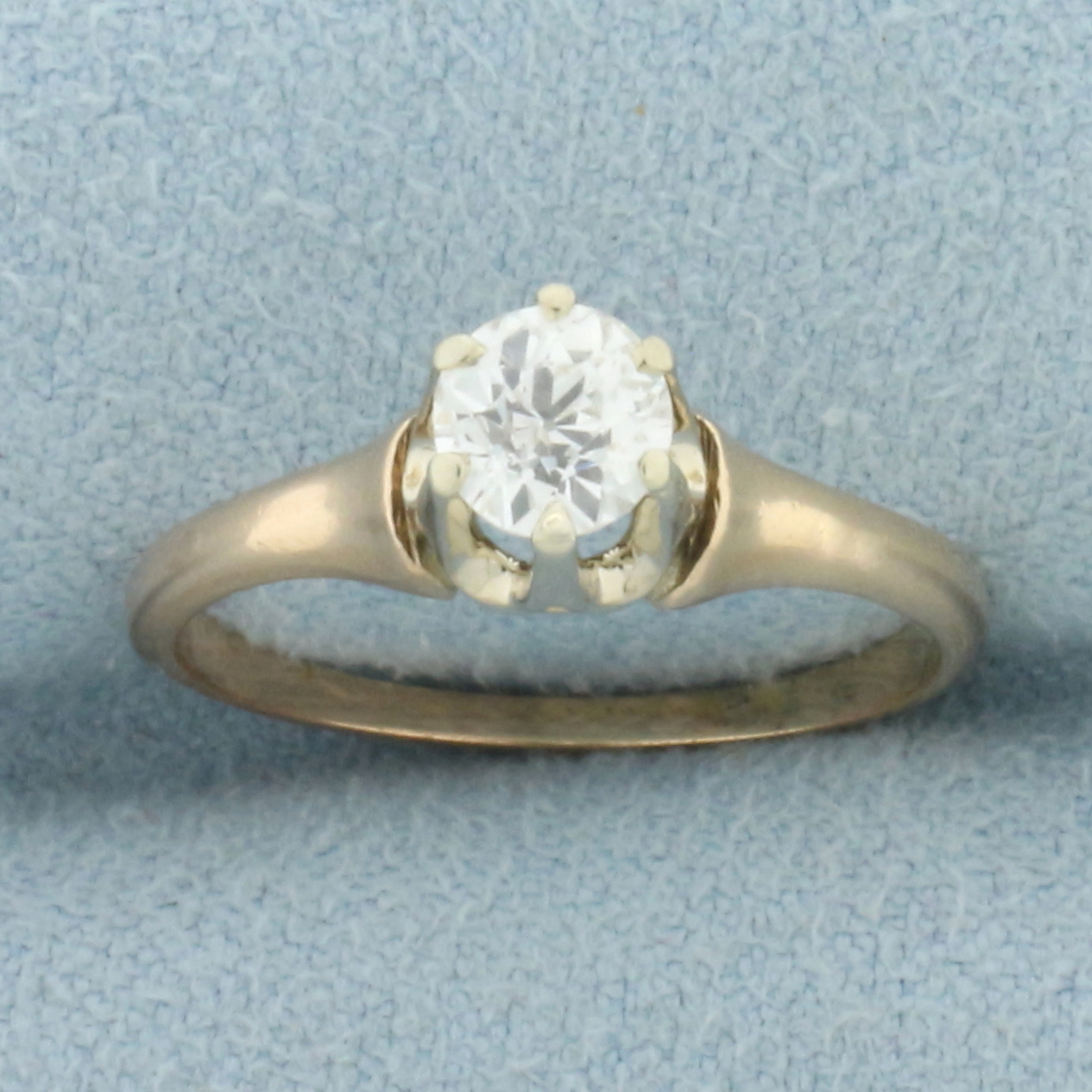 Antique Old European Cut Diamond Solitaire Ring in 14k Yellow Gold