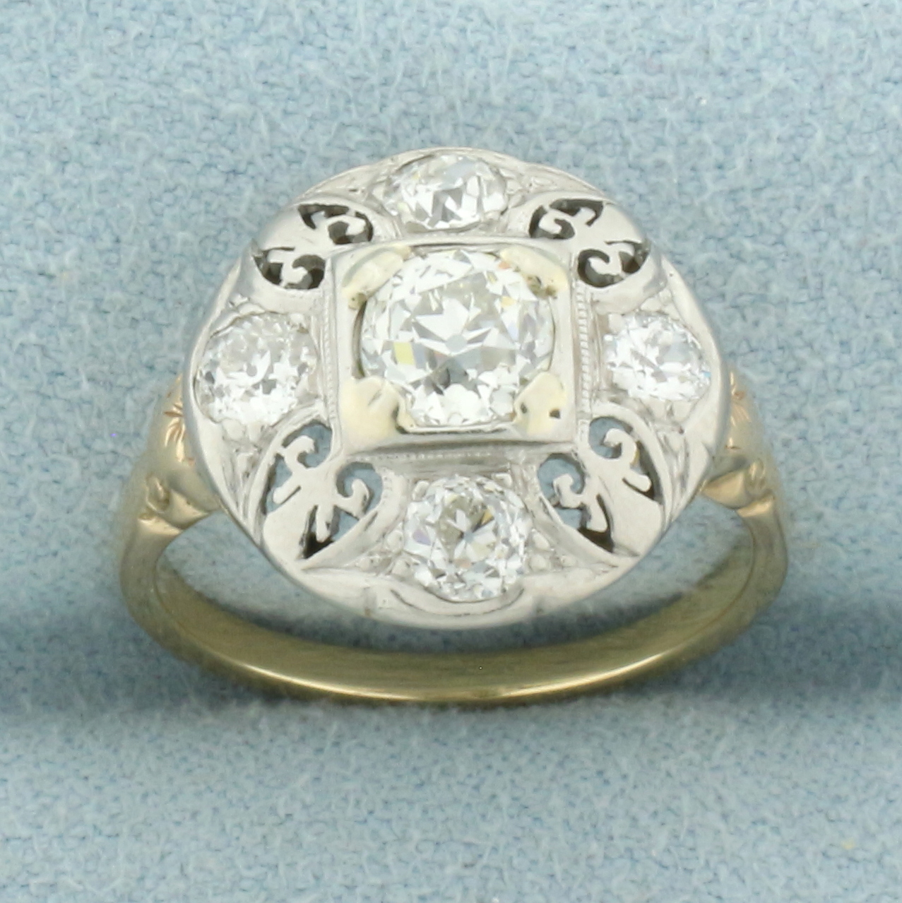 Antique Old European Cut Diamond Victorian Ring in 14k Yellow Gold