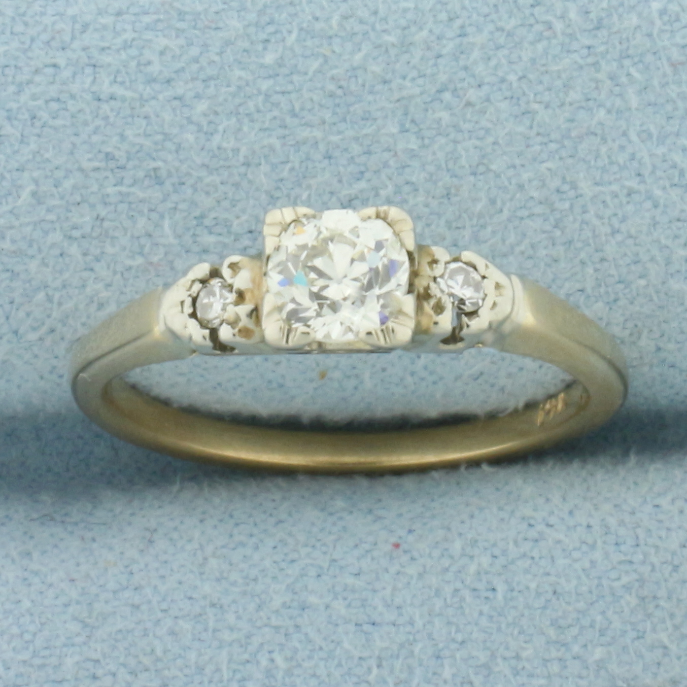 Antique Old European Diamond Engagement Ring in 14k Yellow Gold